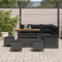 Juego de Sofá de Jardín de 9 Piezas con Cojines Negro Poliratán Acacia von , Outdoor-Sofas - Ref: Foro24-3364089, Preis: 609,...