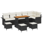 Juego de Sofás de Jardín de 10 Piezas con Cojines Negro Poliratán Acacia by , Outdoor sofas - Ref: Foro24-3364110, Price: 627...