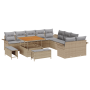Juego de Sofá de Jardín de 13 Piezas con Cojines Beige Poliratán Acacia von , Outdoor-Sofas - Ref: Foro24-3364137, Preis: 984...