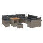 Conjunto de Sofá de Jardín de 13 Piezas con Cojines Gris Ratán Poliéster Acacia | Foro24.es | Tu tienda online para hogar, jardín y más Foro24.es