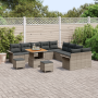 Conjunto de Sofá de Jardín de 13 Piezas con Cojines Gris Ratán Poliéster Acacia | Foro24.es | Tu tienda online para hogar, jardín y más Foro24.es