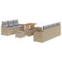 Juego de Sofás de Jardín de 10 Piezas con Cojines Beige Ratán Poliéster Acacia von , Outdoor-Sofas - Ref: Foro24-3364182, Pre...