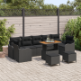 Juego de Sofá de Jardín de 10 Piezas con Cojines Negro Ratán Poli Acacia von , Outdoor-Sofas - Ref: Foro24-3364199, Preis: 68...
