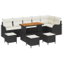 Juego de Sofá de Jardín de 10 Piezas con Cojines Ratán Negro Acacia von , Outdoor-Sofas - Ref: Foro24-3364240, Preis: 628,79 ...