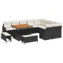 Set de Sofá de Jardín de 12 Piezas con Cojines Negro Poliratán Acacia von , Outdoor-Sofas - Ref: Foro24-3364245, Preis: 889,8...