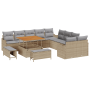 Sofá de Jardín de 13 Piezas con Cojines Beige Ratán by , Outdoor sofas - Ref: Foro24-3364267, Price: 1,00 €, Discount: %