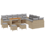 Juego de Sofás de Jardín de 14 Piezas con Cojines Beige Poliratán Acacia von , Outdoor-Sofas - Ref: Foro24-3364282, Preis: 97...