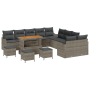 Juego de Sofá de Jardín de 14 Piezas con Cojines Gris Ratán Poliéster Acacia by , Outdoor sofas - Ref: Foro24-3364283, Price:...