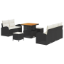Conjunto de Sofá de Jardín de 8 Piezas con Cojines Negro Poliratán Acacia von , Outdoor-Sofas - Ref: Foro24-3364285, Preis: 5...