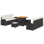Conjunto de sofá de jardín de 9 piezas con cojines en negro, poliratán y acacia by , Outdoor sofas - Ref: Foro24-3364295, Pri...