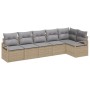 Conjunto de sofá de jardín 6 pcs Beige Poliratán