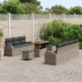 Conjunto de Sofá de Jardín de 10 Piezas con Cojines Gris Poliratán Acacia | Foro24.es | Tu tienda online para hogar, jardín y más Foro24.es