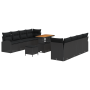 Juego de Sofá de Jardín de 11 Piezas con Cojines Negro Poliratán Acacia by , Outdoor sofas - Ref: Foro24-3364319, Price: 735,...