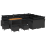 Set de Sofás de Jardín de 13 Piezas con Cojines Negro Ratan Sintético Acacia by , Outdoor sofas - Ref: Foro24-3364389, Price:...