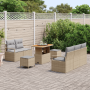 Juego de Sofás de Jardín de 8 Piezas con Cojines en Ratán Poli Beige Acacia by , Outdoor sofas - Ref: Foro24-3364422, Price: ...