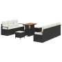 Conjunto de Sofá de Jardín de 10 Piezas con Cojines Negro Polirratán Acacia by , Outdoor sofas - Ref: Foro24-3364440, Price: ...