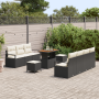 Conjunto de Sofá de Jardín de 10 Piezas con Cojines Negro Polirratán Acacia by , Outdoor sofas - Ref: Foro24-3364440, Price: ...