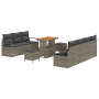 Juego de Sofá Jardín 10 Piezas con Cojines Gris Poliratán Acacia by , Outdoor sofas - Ref: Foro24-3364443, Price: 681,58 €, D...