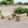 Conjunto de Sofá Beige de Jardín de 11 Piezas con Cojines de Poliratán de Acacia | Foro24.es | Tu tienda online para hogar, jardín y más Foro24.es