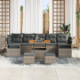 Conjunto de sofá de jardín de 10 piezas con cojines gris de poliratán y acacia by , Outdoor sofas - Ref: Foro24-3364463, Pric...