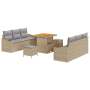 Conjunto de Sofá de Jardín de 9 Piezas con Cojines Beige Poliratán Acacia von , Outdoor-Sofas - Ref: Foro24-3364557, Preis: 6...