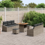 Juego de sofá de jardín de 9 piezas con cojines gris poliratán acacia | Foro24.es | Tu tienda online para hogar, jardín y más Foro24.es