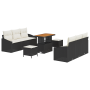 Juego de Sofá de Jardín de 9 Piezas con Cojines Negro Poliratán Acacia von , Outdoor-Sofas - Ref: Foro24-3364560, Preis: 638,...