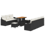 Juego de Sofás de Jardín de 10 Piezas con Cojines Negro Poliratán Acacia by , Outdoor sofas - Ref: Foro24-3364570, Price: 677...