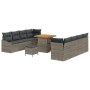 Juego de Sofá de Jardín de 11 Piezas con Cojines Gris Poliratán Acacia by , Outdoor sofas - Ref: Foro24-3364578, Price: 735,8...