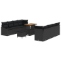 Set de Sofá de Jardín de 11 Piezas con Cojines Negro Poliratán Acacia von , Outdoor-Sofas - Ref: Foro24-3364579, Preis: 738,8...