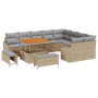 Juego de Sofás de Jardín de 12 Piezas con Cojines Beige de Poliratán Acacia von , Outdoor-Sofas - Ref: Foro24-3364637, Preis:...