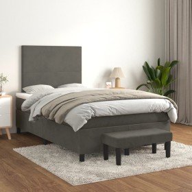 Cama box spring con colchón terciopelo gris oscuro 120x200 cm Cama box spring con colchón terciopelo gris oscuro 120x200 cm