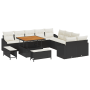 Conjunto de Sofá de Jardín de 13 Piezas con Cojines Ratán Negro Acacia von , Outdoor-Sofas - Ref: Foro24-3364655, Preis: 960,...