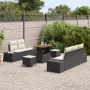 Juego de sofá de jardín de 8 piezas con cojines de poliratán negro acacia by , Outdoor sofas - Ref: Foro24-3364680, Price: 63...