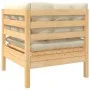 Gartenmöbel 3-teilig aus massivem Kiefernholz mit cremefarbenen Kissen von vidaXL, Modulare Sofas für den Außenbereich - Ref:...