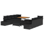 Conjunto de Sofá de Jardín de 11 Piezas con Cojines Negros de Ratán de Poliéster von , Outdoor-Sofas - Ref: Foro24-3364714, P...