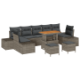 Juego de Sofá de Jardín de 10 Piezas con Cojines Gris Poliratán Acacia von , Outdoor-Sofas - Ref: Foro24-3364723, Preis: 738,...