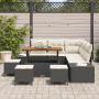 Juego de sofá de 9 piezas de jardín con cojines negro polirratán acacia by , Outdoor sofas - Ref: Foro24-3364740, Price: 612,...
