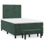 Cama box spring con colchón terciopelo verde oscuro 120x200 cm