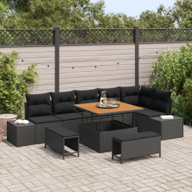 Conjunto de sofá de jardín de 9 piezas con