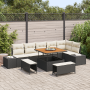 Conjunto de Sofás de Jardín de 9 Piezas con Cojines Poliratán Negro Acacia by , Outdoor sofas - Ref: Foro24-3364745, Price: 6...