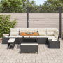 Conjunto de Sofás de Jardín de 9 Piezas con Cojines Poliratán Negro Acacia by , Outdoor sofas - Ref: Foro24-3364745, Price: 6...