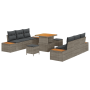 Juego de Sofá de Jardín de 9 Piezas con Cojines de Ratán Poligonal Gris y Acacia by , Outdoor sofas - Ref: Foro24-3364818, Pr...