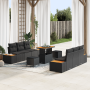 Conjunto de Sofá de Jardín de 9 Piezas con Cojines - Poliratán Negro y Acacia by , Outdoor sofas - Ref: Foro24-3364819, Price...