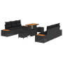 Conjunto de Sofá de Jardín de 9 Piezas con Cojines - Poliratán Negro y Acacia by , Outdoor sofas - Ref: Foro24-3364819, Price...