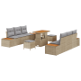 Conjunto de Sofá de Jardín de 9 Piezas con Cojines Beige de Ratán Sintético y Acacia by , Outdoor sofas - Ref: Foro24-3364822...