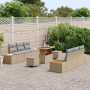 Conjunto de Sofá de Jardín de 9 Piezas con Cojines Beige de Ratán Sintético y Acacia by , Outdoor sofas - Ref: Foro24-3364822...