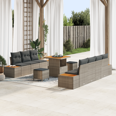 Juego de Sofá de Jardín de 10 Piezas con Cojines Gris de Polirratán von , Outdoor-Sofas - Ref: Foro24-3364828, Preis: 771,23 ...