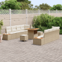 Juego de Sofá de Jardín de 11 Piezas con Cojines Beige Ratán Poliéster Acacia von , Outdoor-Sofas - Ref: Foro24-3364836, Prei...