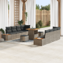 Set de Sofá de Jardín de 11 Piezas con Cojines Gris Ratán Poliéster Acacia by , Outdoor sofas - Ref: Foro24-3364838, Price: 7...